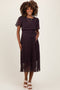 Black Micro Floral Pleated Maternity Midi Dress