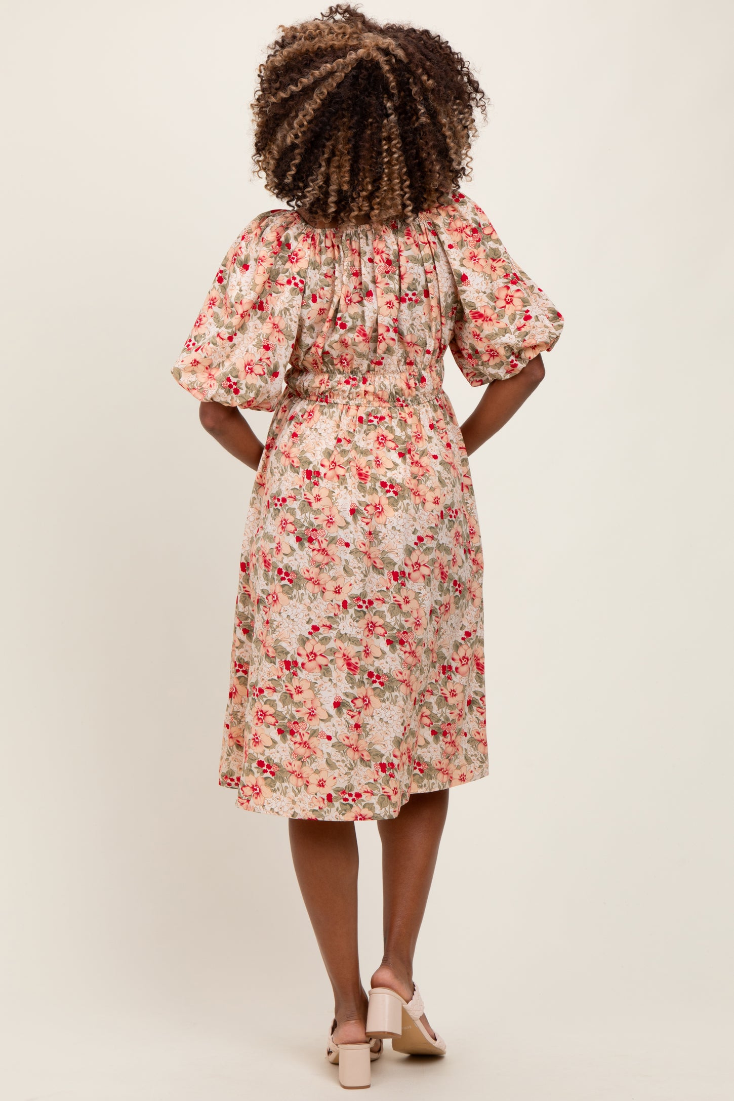 Cream Multi Printed Floral Maternity Maxi Dress