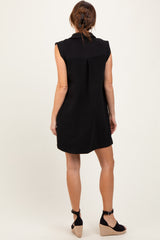 Black Sleeveless Polo Mini Dress