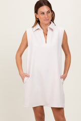 Cream Sleeveless Polo Maternity Mini Dress