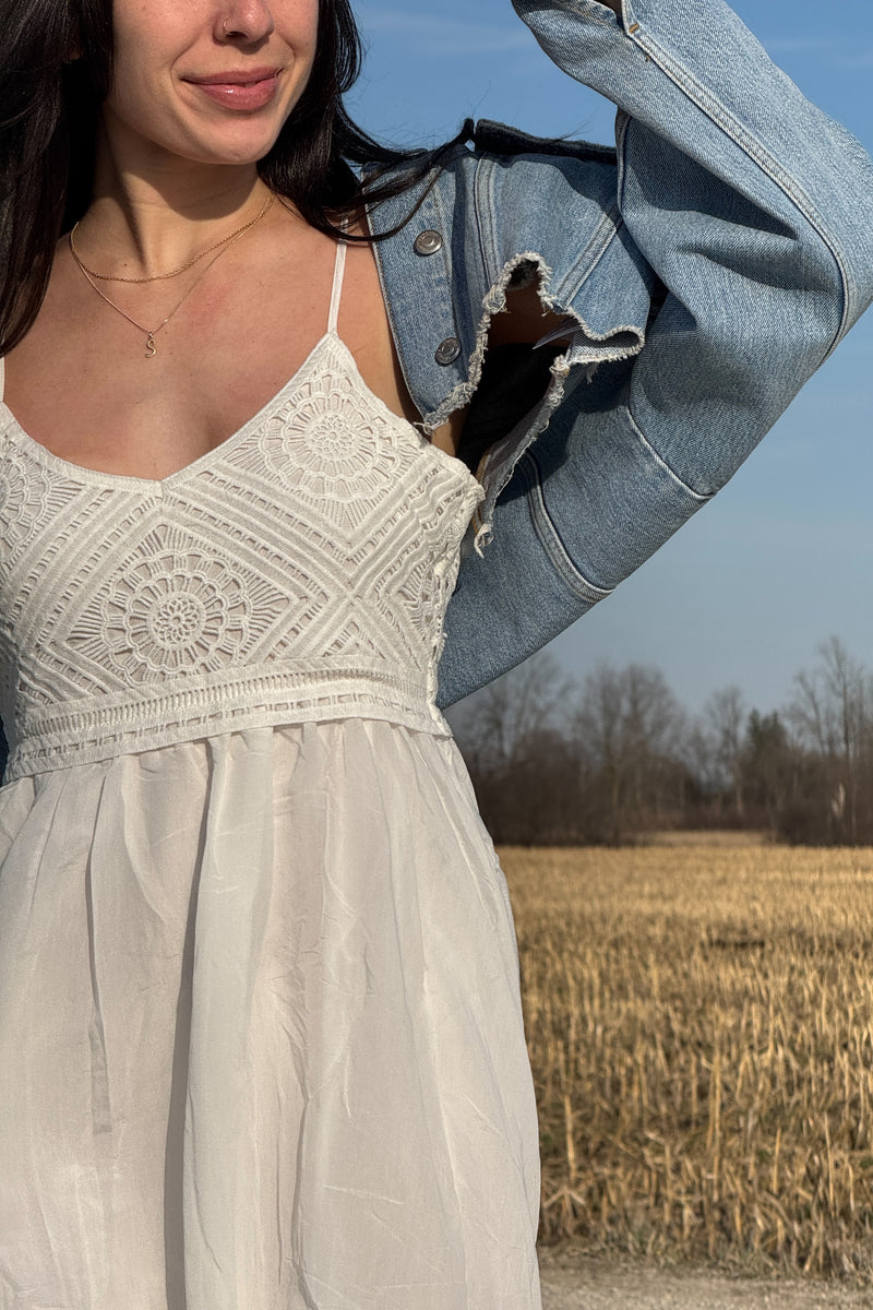 White Crochet Bodice Maxi Dress – PinkBlush