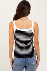 Black Striped Contrast Strap Tank