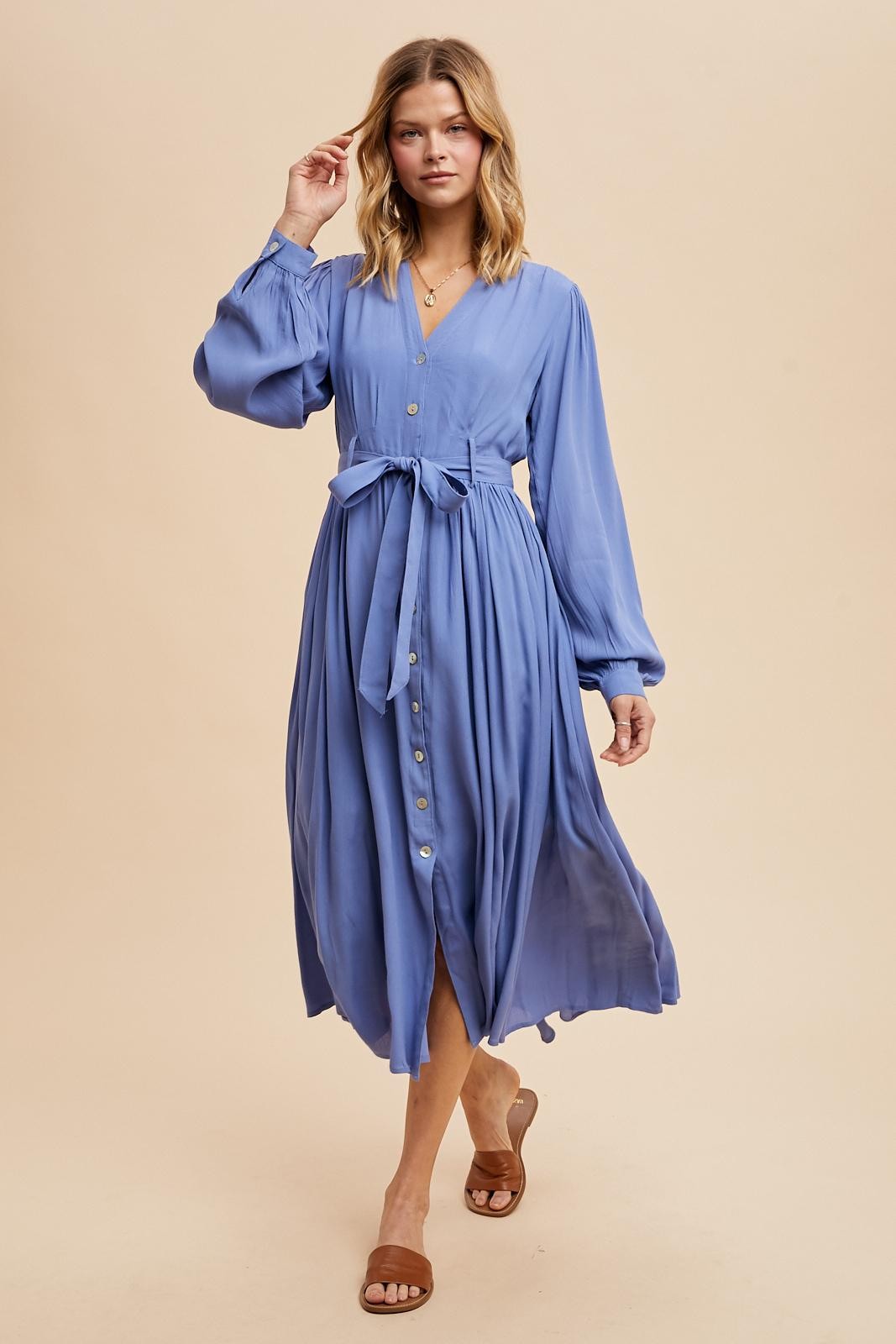 belted long sleeve maxi dress Rayon Blend Off Shoulder, Keep It Casual Maxi Dress in Brown, Size XS,