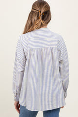 Blue Stripe Oversized Button Down Maternity Shirt