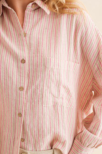 Pink Stripe Oversized Button Down Shirt