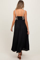 Black Embroidered Bodice Maternity Maxi Dress