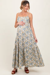 White Floral Tie Back Cutout Maternity Maxi Dress