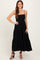 Black Tiered Cutout Tie Back Midi Dress