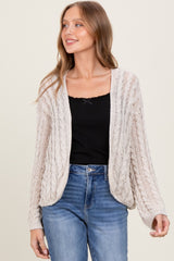 Beige Cable Knit Maternity Open Cardigan