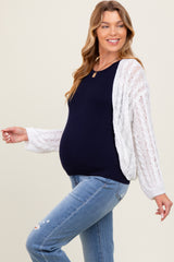 White Cable Knit Maternity Open Cardigan