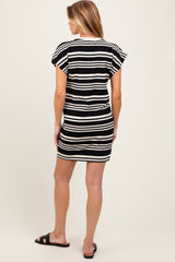 Black Multi-Striped T-Shirt Maternity Mini Dress