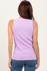 Lavender Knit Piping Detail Sleeveless Top