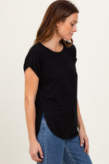 Black Dolman Sleeve Round Neck Top