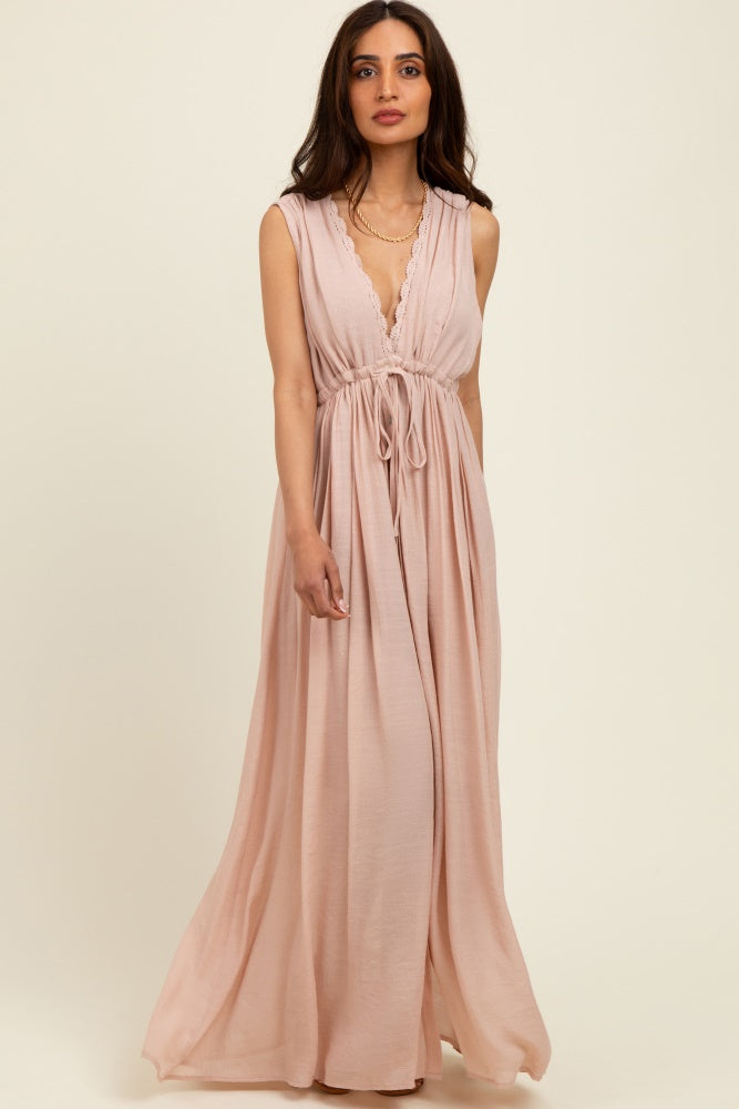 sleeveless button down maxi dress Sleeveless Striped Fit And Flare Button Down Maxi Dress - LARGE / RED