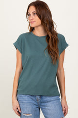 Olive Rolled Short Sleeve Tee