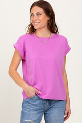 Lavender Rolled Short Sleeve Maternity Tee
