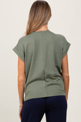 Light Olive Rolled Short Sleeve Maternity Tee
