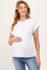 Cream Rolled Short Sleeve Maternity Tee