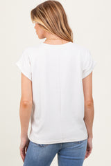 Cream Rolled Short Sleeve Maternity Tee