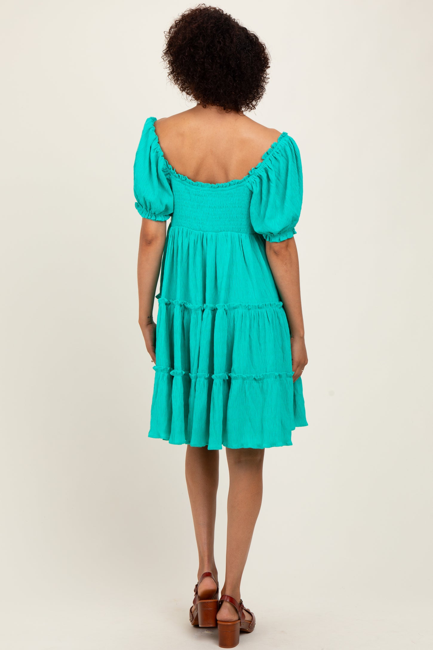 Jade Button Up Ruffle Tiered Dress