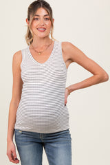 Navy Striped Knit V-Neck Maternity Tank Top