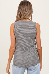 Black Striped Scoop Neck Maternity Tank Top