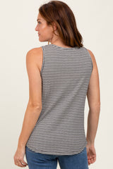 Black Striped Scoop Neck Tank Top