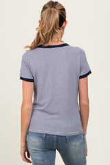 Navy Pinstripe Contrast Trim Maternity Tee