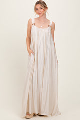 Cream O-Ring Strap Scoop Back Maxi Dress