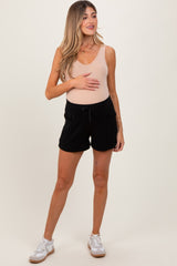 Black Patch Pocket Maternity Shorts