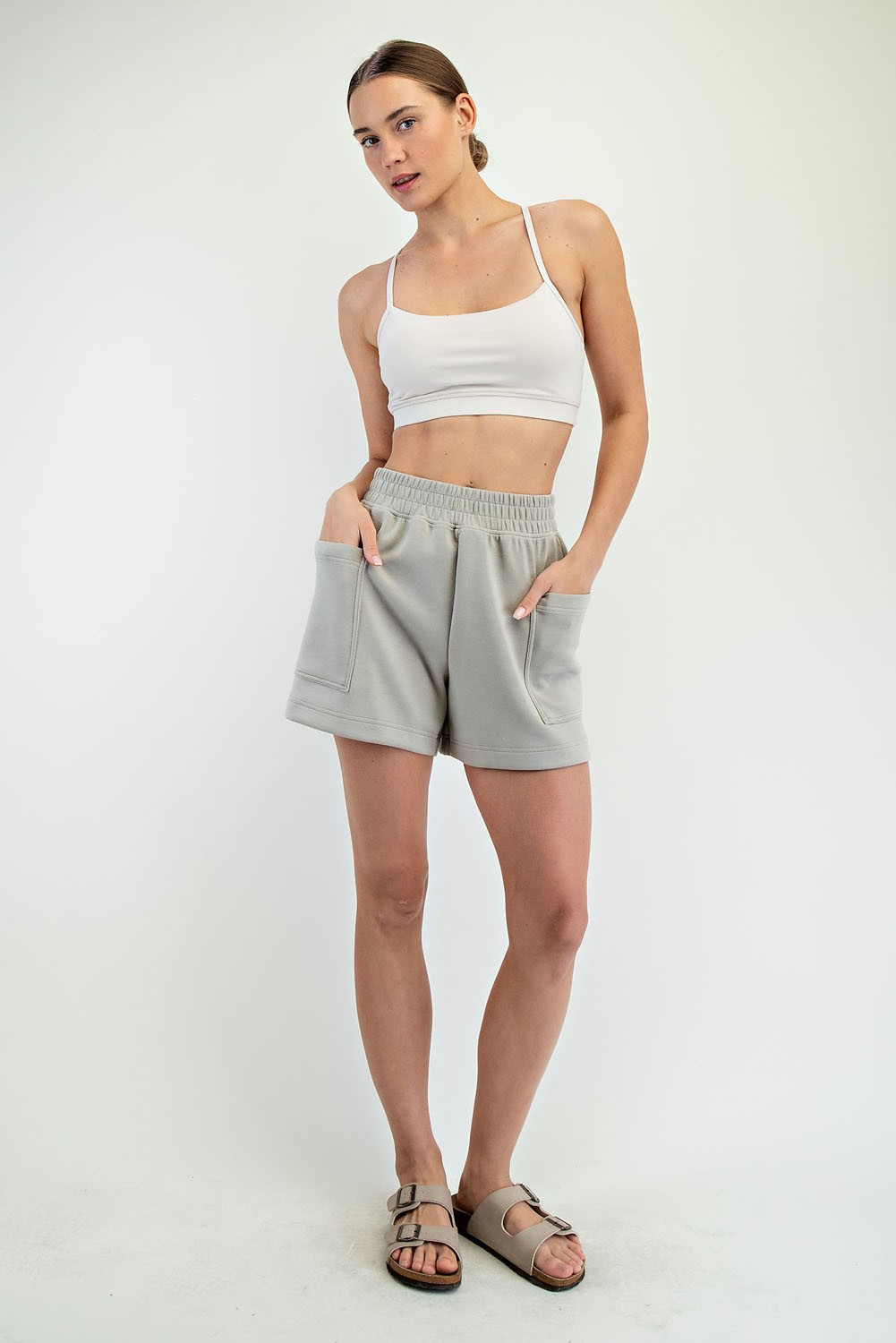 Light Olive Patch Pocket Shorts
