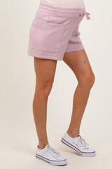 Light Pink Patch Pocket Maternity Shorts