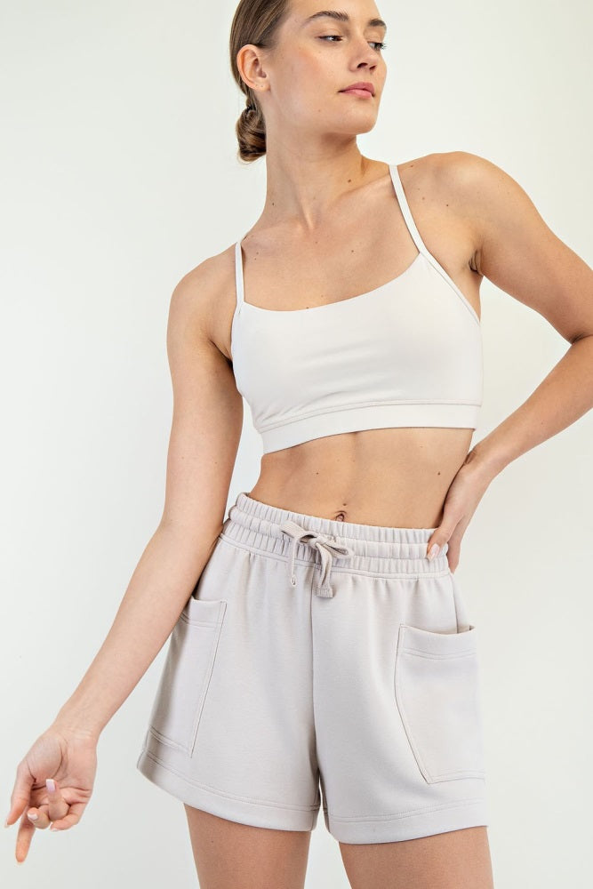 Beige Patch Pocket Shorts