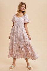 Light Pink Floral Sweetheart Maternity Maxi Dress