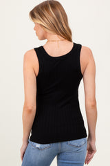Black Melange Ribbed Fitted Maternity Tank Top