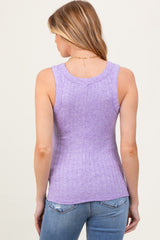 Lavender Melange Ribbed Fitted Maternity Tank Top