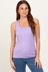 Lavender Melange Ribbed Fitted Maternity Tank Top