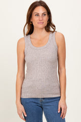 Mocha Melange Ribbed Fitted Maternity Tank Top