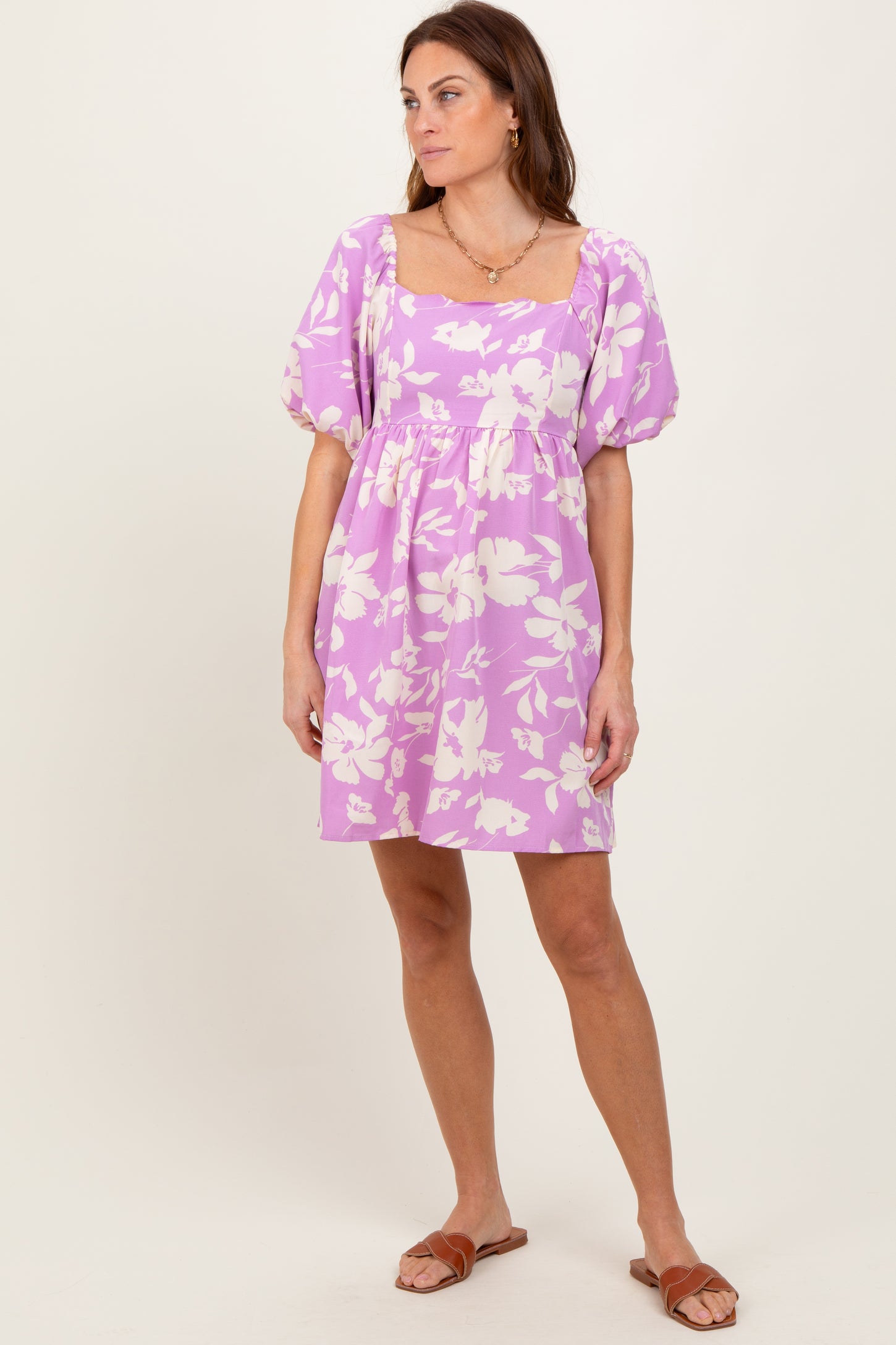 Lavender Floral Puff Sleeve Mini Dress PinkBlush Lavender Floral Puff Sleeve Mini Dress PinkBlush