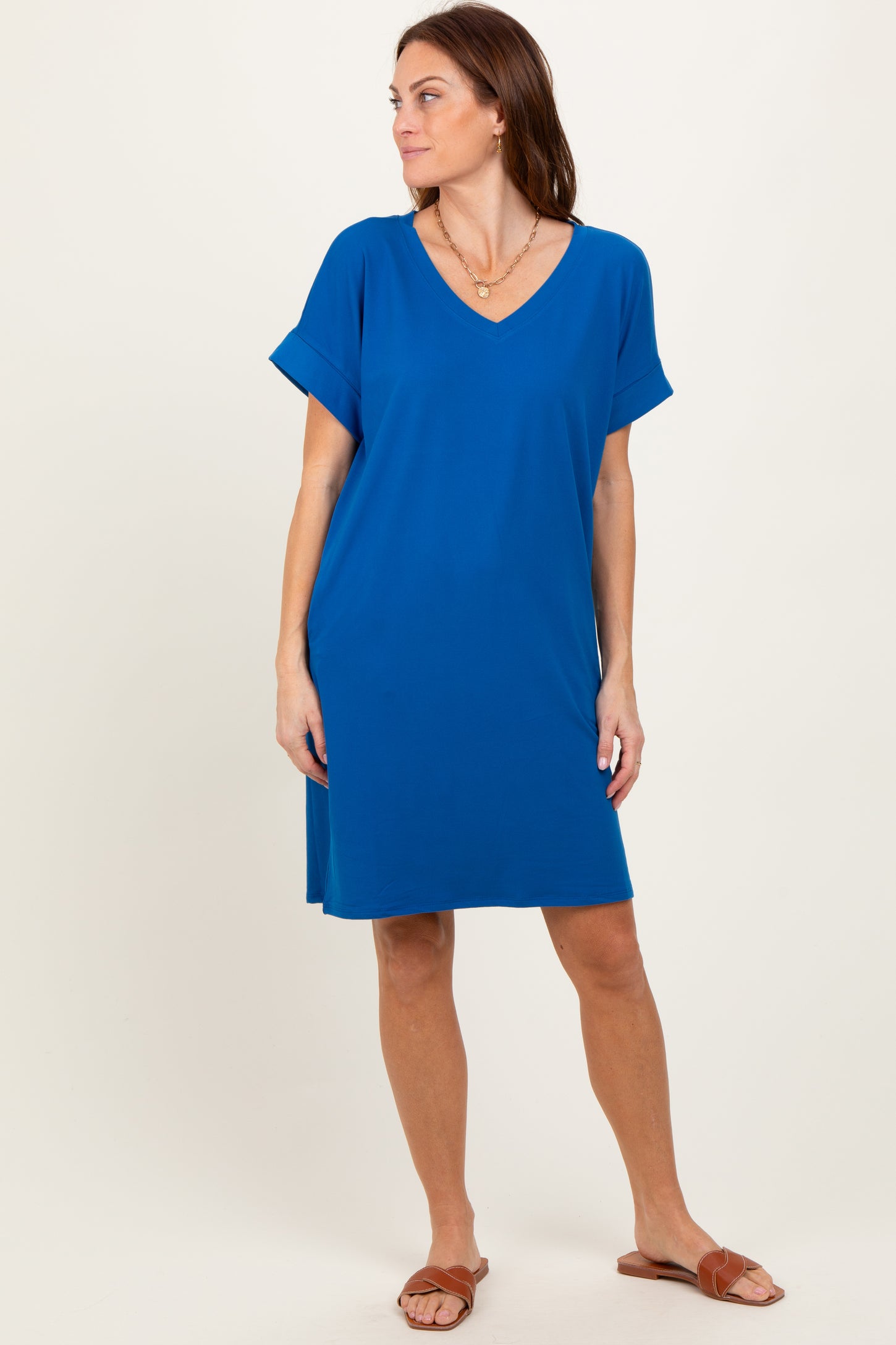 royal blue maternity dress short Pinkblush Royal Blue Off Shoulder Ruched Maternity Dress Medium