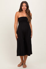 Black Double Layered Strapless Tube Top Maternity Jumpsuit