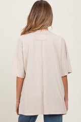 Light Beige Mineral Wash Crochet Pocket Maternity Top