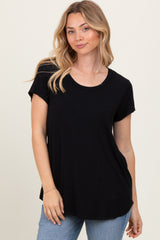 Black Round Neck Nursing Pocket T-Shirt