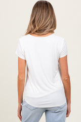 Ivory Round Neck Maternity Nursing Pocket T-Shirt