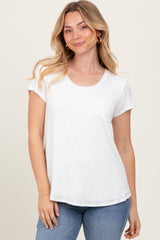 Ivory Round Neck Nursing Pocket T-Shirt