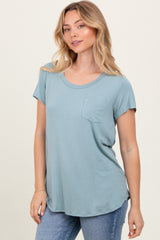 Sage Round Neck Nursing Pocket T-Shirt
