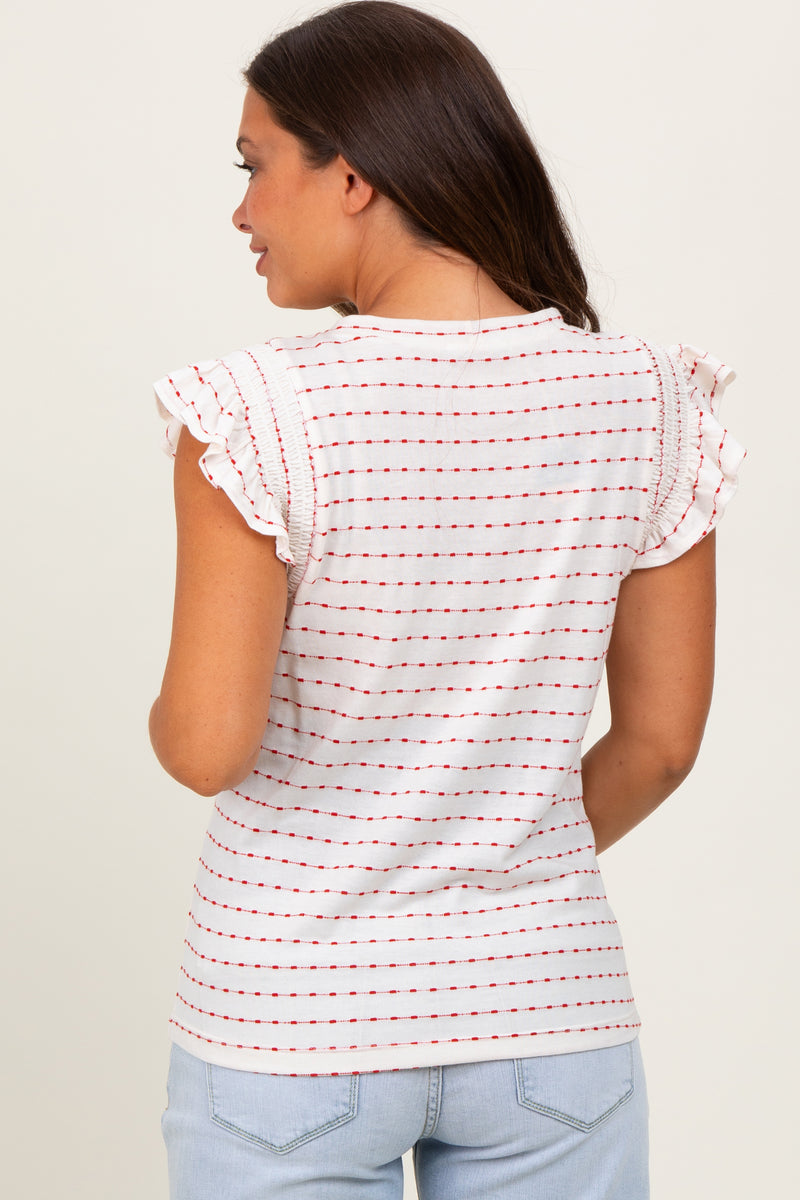 Red Dotted Stripe Ruffle Sleeve Maternity Top – PinkBlush