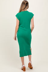 Green Basic Dolman Sleeve Maternity Midi Dress