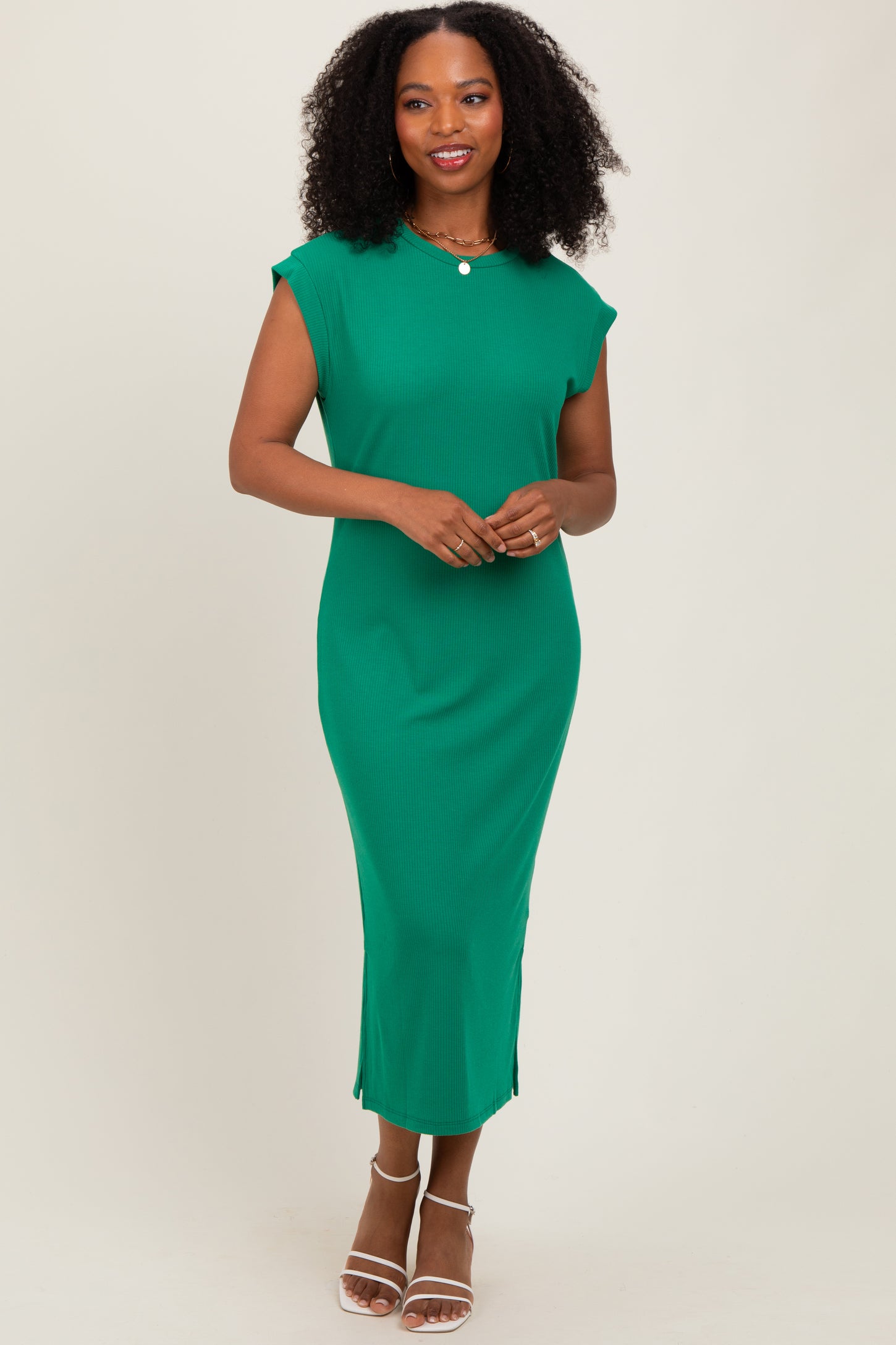 Green Basic Dolman Sleeve Midi Dress Green Basic Dolman Sleeve Midi Dress