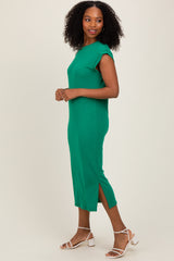 Green Basic Dolman Sleeve Midi Dress